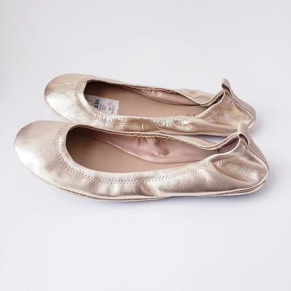 Talbots Lexington Gold Leather Flexible Ballet Flats