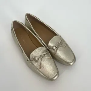 Talbots Metallic Gold Leather Driving Moccasins / Slip On Flats
