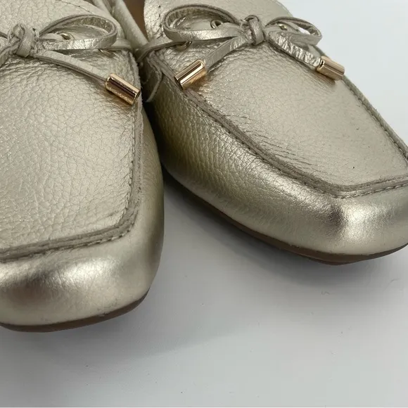Talbots Metallic Gold Leather Driving Moccasins / Slip On Flats