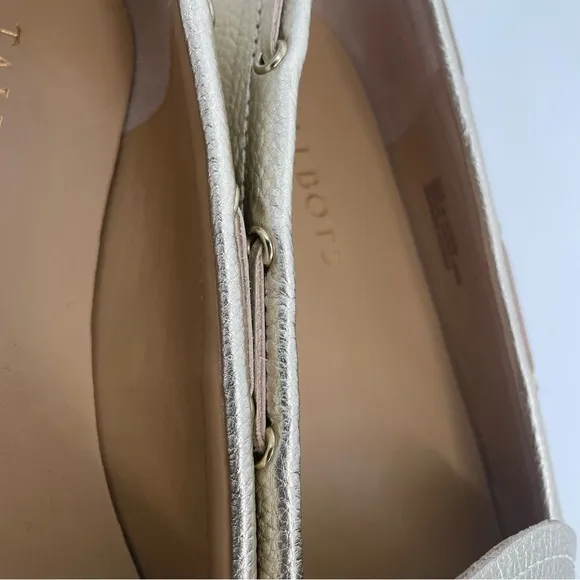 Talbots Metallic Gold Leather Driving Moccasins / Slip On Flats