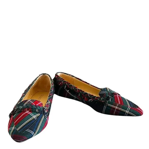 Talbots NEW Francesca Braid Fringe Plaid Driving Loafers Size 8