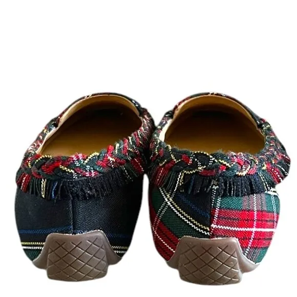 Talbots NEW Francesca Braid Fringe Plaid Driving Loafers Size 8