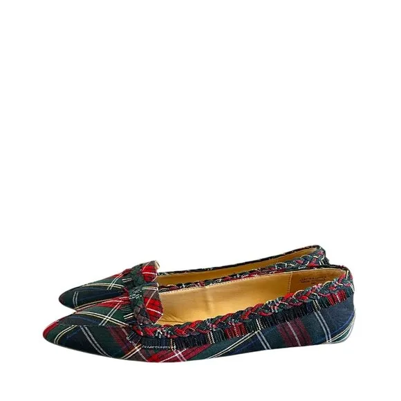 Talbots NEW Francesca Braid Fringe Plaid Driving Loafers Size 8