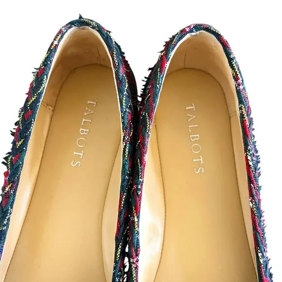 Talbots NEW Francesca Braid Fringe Plaid Driving Loafers Size 8