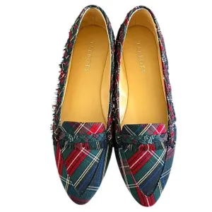 Talbots NEW Francesca Braid Fringe Plaid Driving Loafers Size 8
