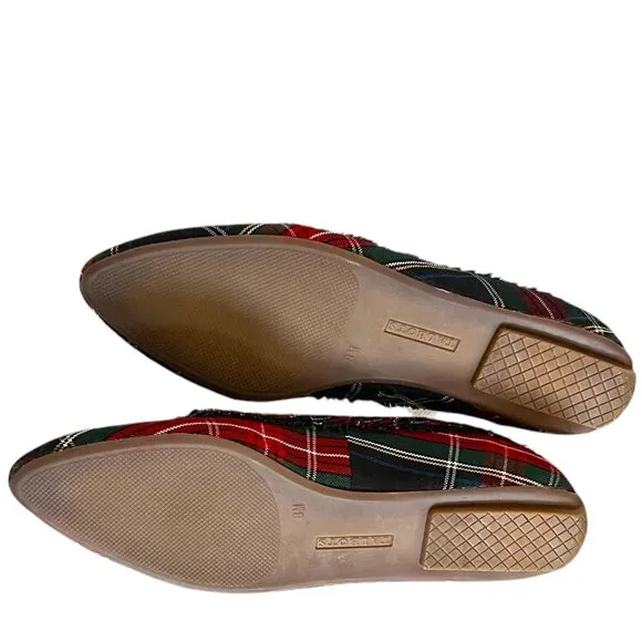 Talbots NEW Francesca Braid Fringe Plaid Driving Loafers Size 8