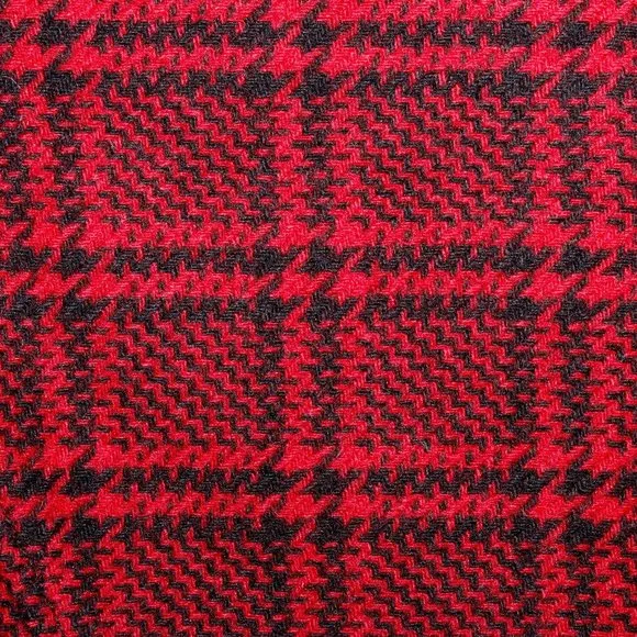 Talbots Plaid Houndstooth Red and Black Unstructured Wool Jacket