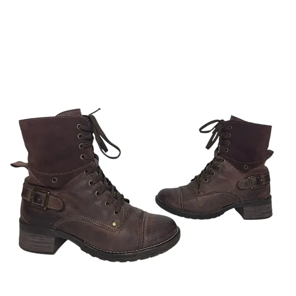 Taos Crave Combat Ankle Boots Bordeaux Euro 37 US 6-6.5