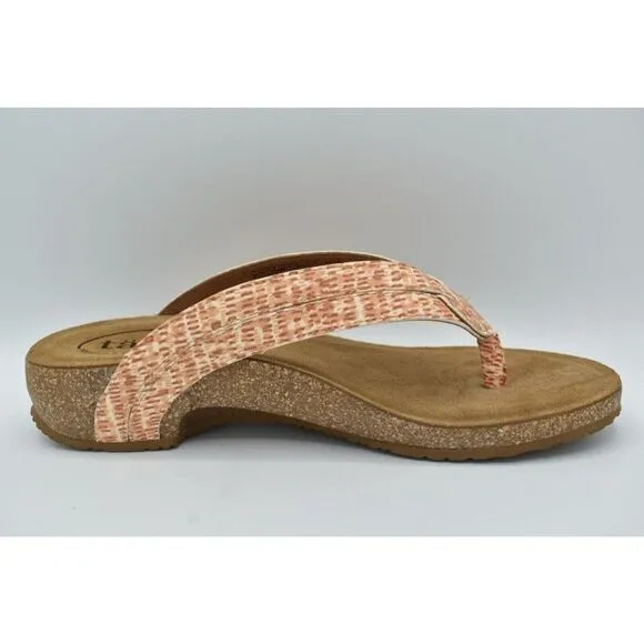 Taos Footwear Women EU 42 US 11-11.5 Terracotta Multi Link Slip On Thong Sandals