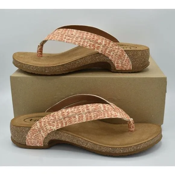 Taos Footwear Women EU 42 US 11-11.5 Terracotta Multi Link Slip On Thong Sandals