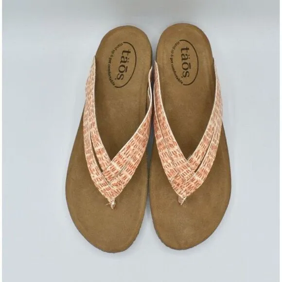 Taos Footwear Women EU 42 US 11-11.5 Terracotta Multi Link Slip On Thong Sandals