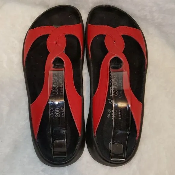 Tatami by Birkenstock red leather slide sandals
