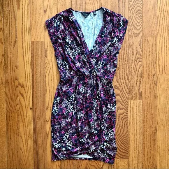 Ted Baker Jersey Faux Wrap Purple Blue Dress Women’s Size 3 (USA 8)