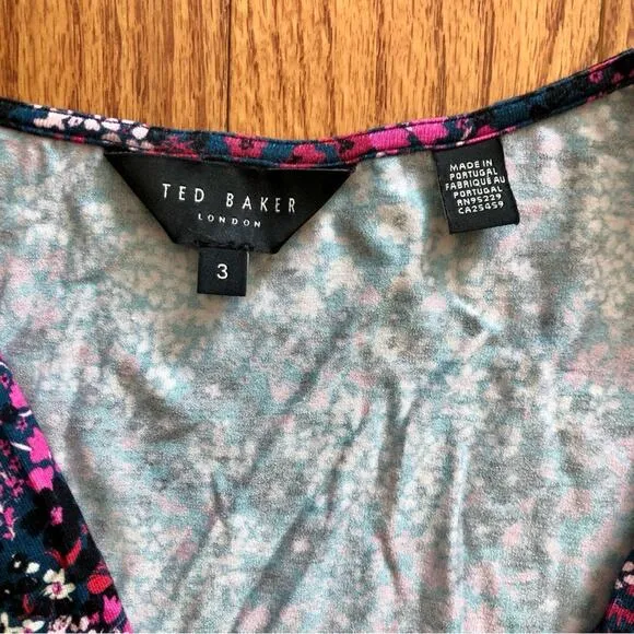 Ted Baker Jersey Faux Wrap Purple Blue Dress Women’s Size 3 (USA 8)