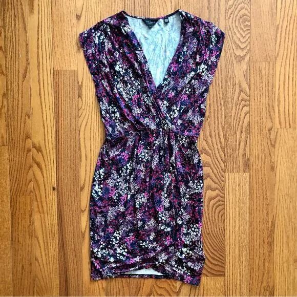 Ted Baker Jersey Faux Wrap Purple Blue Dress Women’s Size 3 (USA 8)