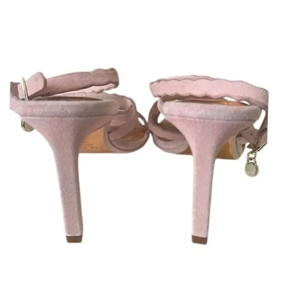 Ted Baker Lillys Nude Pink Suede Strappy Buckle Sandals Heels Size 7 NIB