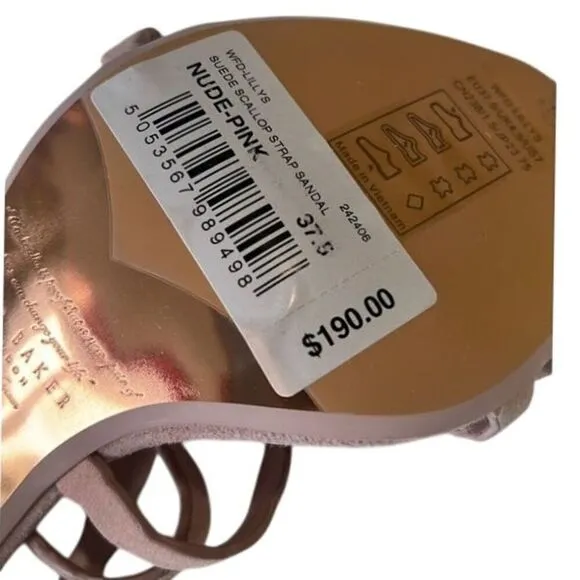 Ted Baker Lillys Nude Pink Suede Strappy Buckle Sandals Heels Size 7 NIB