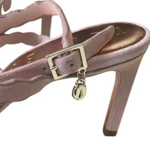 Ted Baker Lillys Nude Pink Suede Strappy Buckle Sandals Heels Size 7 NIB