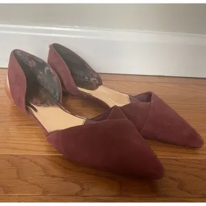Ted Baker London Maroon Suede‎ Flats With Rose Gold Played Back Pointed Toe 8