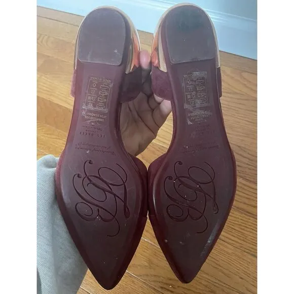 Ted Baker London Maroon Suede‎ Flats With Rose Gold Played Back Pointed Toe 8