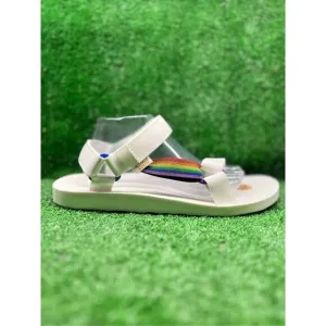 TEVA Strap Sandals Universal Pride White Rainbow Stripe men’s 12 New