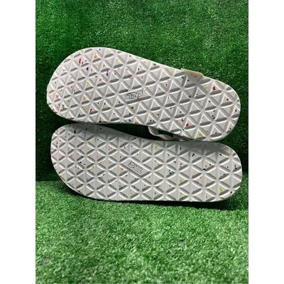 TEVA Strap Sandals Universal Pride White Rainbow Stripe men’s 12 New