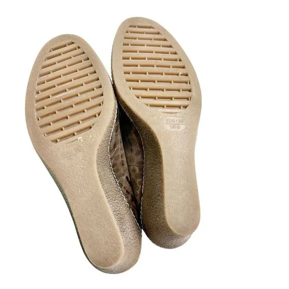 The Flexx Bread and Butter Slip On Sandals Animal Print Wedge Suede Shoes Size 8