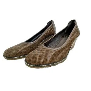 The Flexx Bread and Butter Slip On Sandals Animal Print Wedge Suede Shoes Size 8