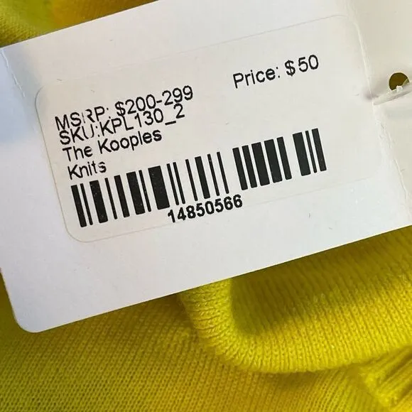 The Kooples YELLOW MERINO WOOL SWEATER. NWT. 2/Small