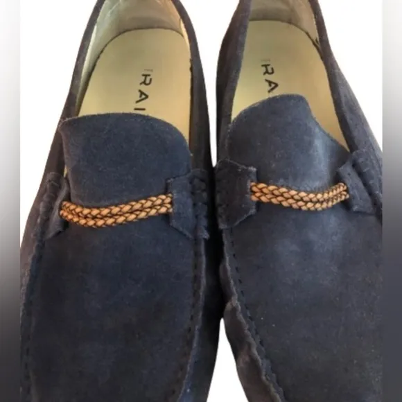 The Rail mens blu suede driving mocc loafers w braided leather detail US SZ 10