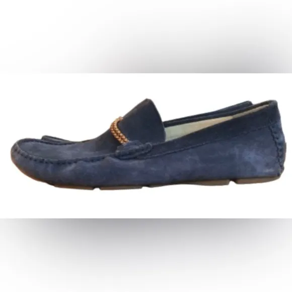 The Rail mens blu suede driving mocc loafers w braided leather detail US SZ 10