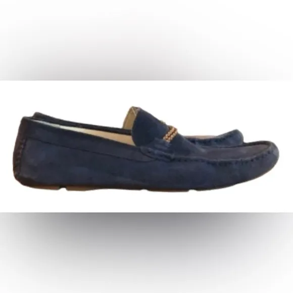 The Rail mens blu suede driving mocc loafers w braided leather detail US SZ 10