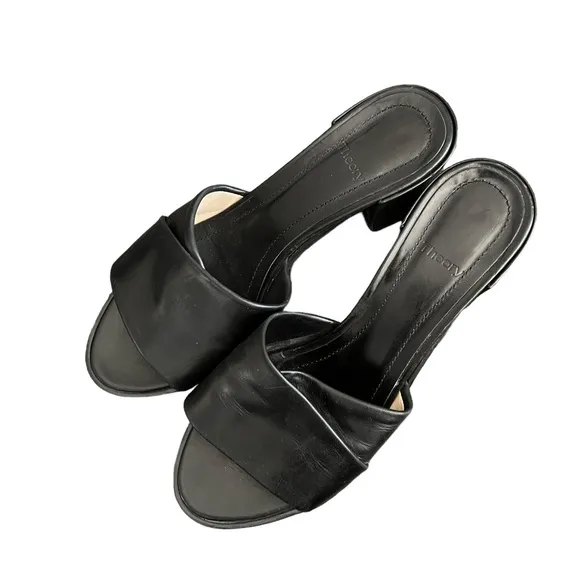 THEORY Black Leather Heeled Sandals