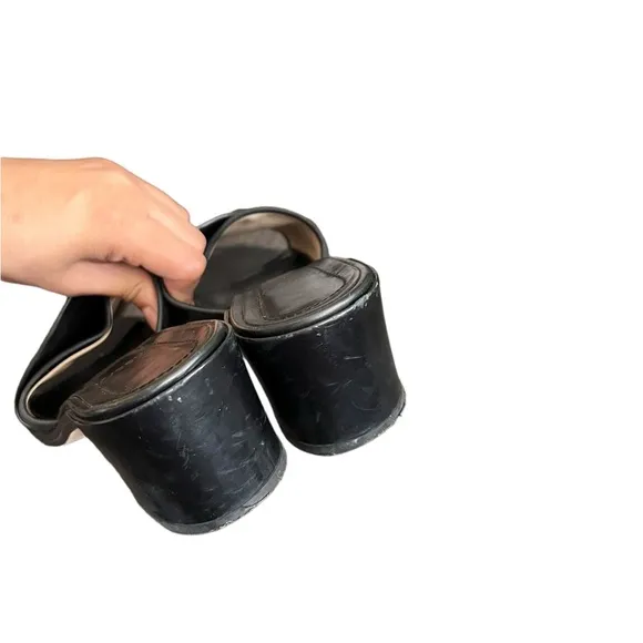 THEORY Black Leather Heeled Sandals