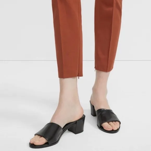 THEORY Black Leather Heeled Sandals