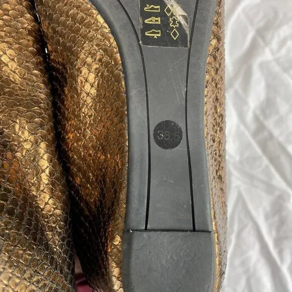 Theory Copper Snake Print Flats Women's 8.5