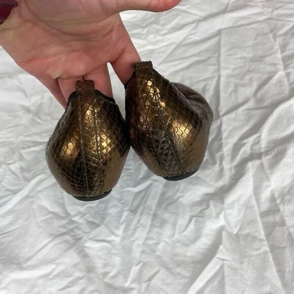 Theory Copper Snake Print Flats Women's 8.5