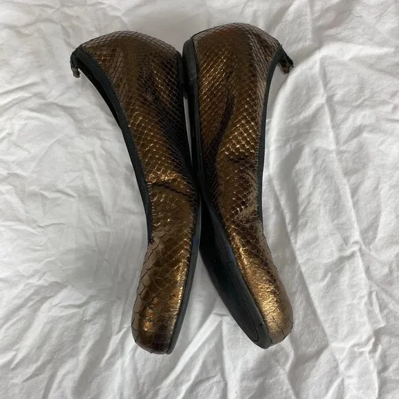 Theory Copper Snake Print Flats Women's 8.5