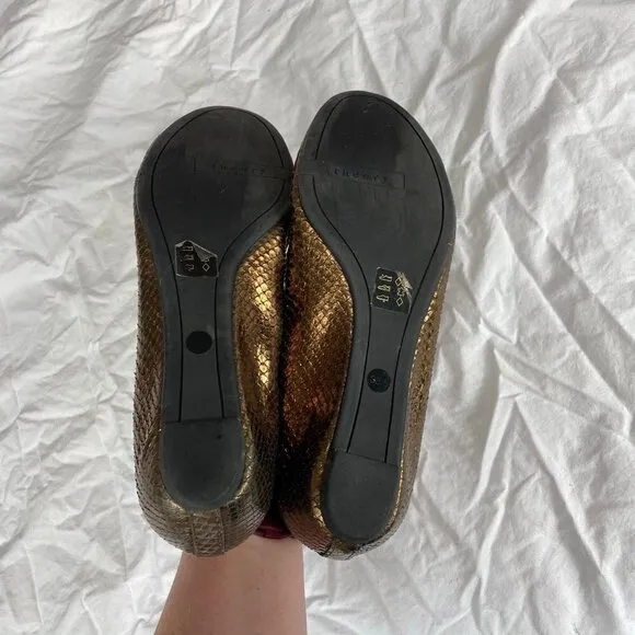 Theory Copper Snake Print Flats Women's 8.5