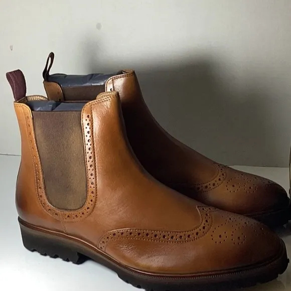 Thomas &amp; Vine Men's Brown Leather Chelsea Boots