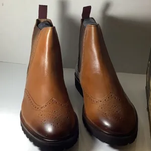 Thomas &amp; Vine Men's Brown Leather Chelsea Boots