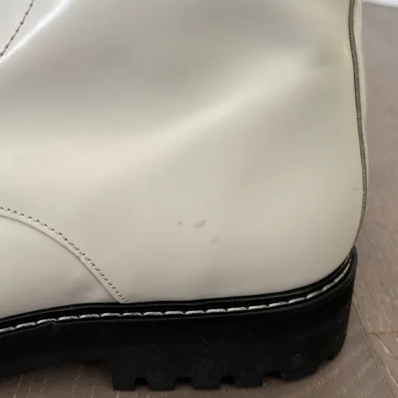Thursday Boot Co Combat Boots White Black Sz 10 Patent Leather Biker Baddie‎