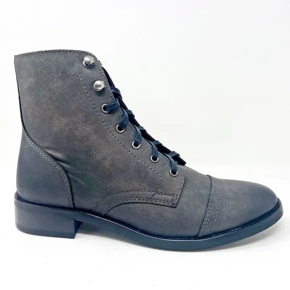 Thursday Boot Co Womens Grey Vegan Leather Captain Handcrafted Combat