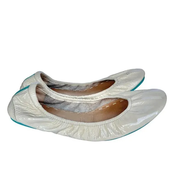 Tieks Biscotti Patent Leather Flats Women’s Size 10 Full Grain Soft “FLAWS”