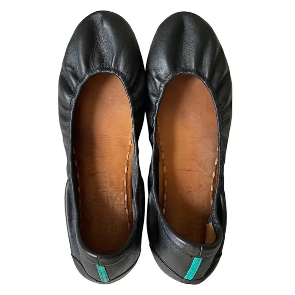 Tieks Black Leather Comfortable Slip On Ballet Flats 10