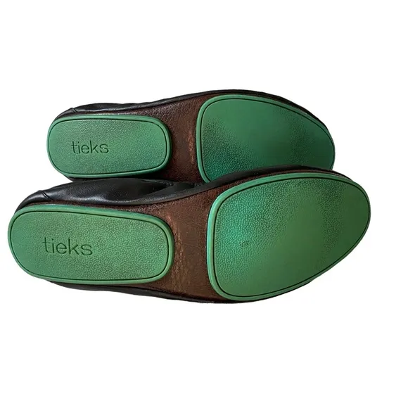Tieks Black Leather Comfortable Slip On Ballet Flats 10