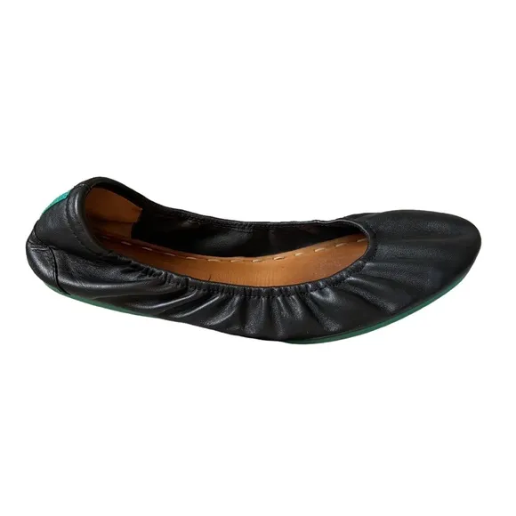 Tieks Black Leather Comfortable Slip On Ballet Flats 10
