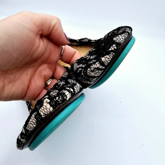 Tieks Black Nude Lace Ballet Flats