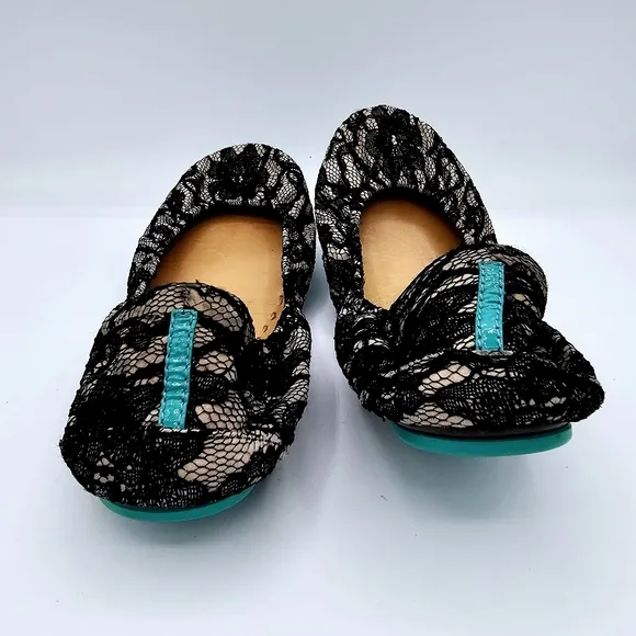 Tieks Black Nude Lace Ballet Flats