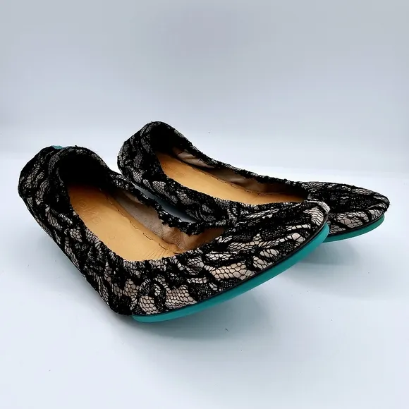 Tieks Black Nude Lace Ballet Flats